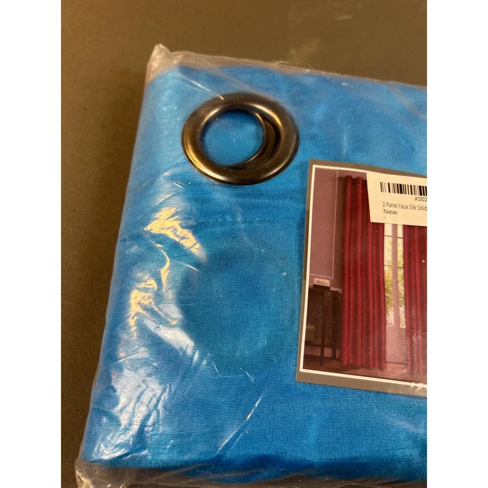 Sapphire Home Myra Faux Silk Turquoise Curtain Panels 2pc Grommet 54x63